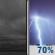 Tonight: A chance of rain showers between 1am and 3am, then showers and thunderstorms likely. Cloudy. Low around 49, with temperatures rising to around 54 overnight. South southwest wind around 17 mph, with gusts as high as 26 mph. Chance of precipitation is 70%. New rainfall amounts less than a tenth of an inch possible. Tonight: Cloudy then Showers And Thunderstorms Likely