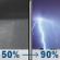 Tonight: Areas of fog and a chance of rain showers before midnight, then areas of fog and a chance of showers and thunderstorms between midnight and 1am, then areas of fog and showers and thunderstorms. Cloudy, with a low around 47. East wind around 6 mph. Chance of precipitation is 90%. New rainfall amounts between a quarter and half of an inch possible. Tonight: Areas Of Fog