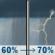Today: Rain showers likely and patchy fog before 3pm, then patchy fog and showers and thunderstorms likely. Cloudy, with a high near 45. East wind around 5 mph. Chance of precipitation is 70%. New rainfall amounts between a quarter and half of an inch possible. Today: Rain Showers Likely