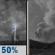 Tonight: A chance of showers and thunderstorms before 11pm, then patchy smoke. Partly cloudy, with a low around 67. North wind 5 to 10 mph, with gusts as high as 16 mph. Chance of precipitation is 50%. New rainfall amounts less than a tenth of an inch possible. Tonight: Chance Showers And Thunderstorms then Patchy Smoke