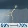 Wednesday: A chance of rain and patchy fog before 8am, then patchy fog and a slight chance of rain between 8am and 9am, then patchy fog and a slight chance of thunderstorms and a slight chance of rain between 9am and 10am, then rain likely and patchy fog and a slight chance of thunderstorms. Cloudy, with a high near 53. East wind 6 to 10 mph. Chance of precipitation is 70%. New rainfall amounts less than a tenth of an inch possible. Wednesday: Patchy Fog then Rain Likely